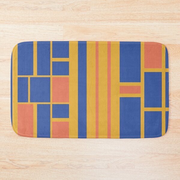 Item preview, Geometrical abstract Prussian blue, orange and mustard designed and sold by aapshop.