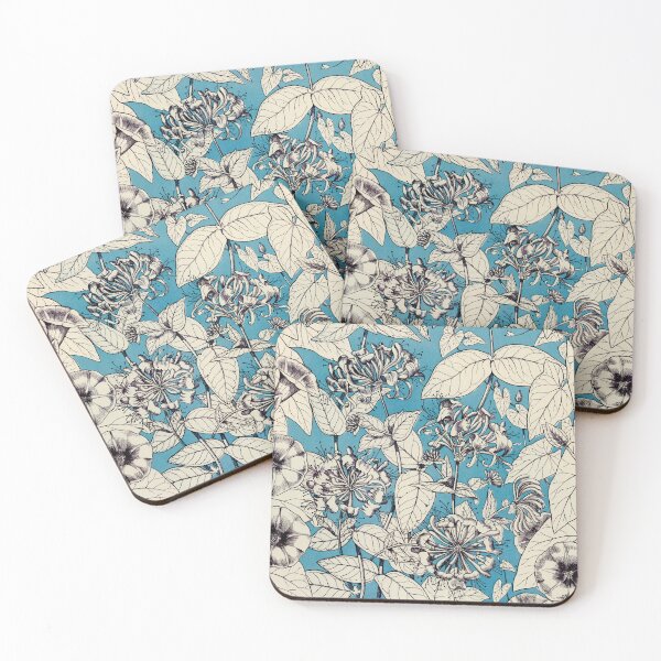 Item preview, Blue White Graphic Flowers Pattern designed and sold by CatyArte.