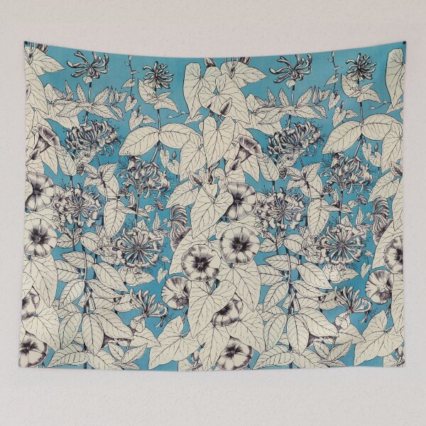 Item preview, Blue White Graphic Flowers Pattern designed and sold by CatyArte.