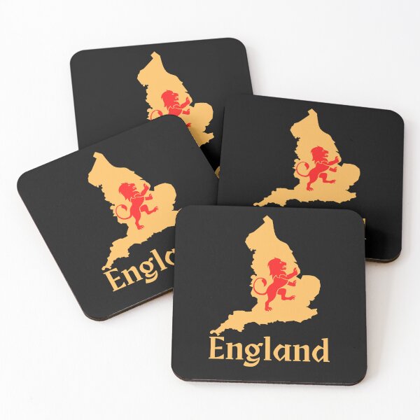 Item preview, Red English Heraldic Lion with England in Gold in the Background designed and sold by Lost-World-Shop.