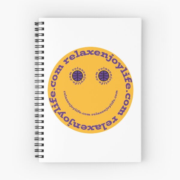 Item preview, RelaxEnjoyLife.com Smile Yellow Face with Purple Text and Black Purple Basketball designed and sold by RelaxEnjoyLife.