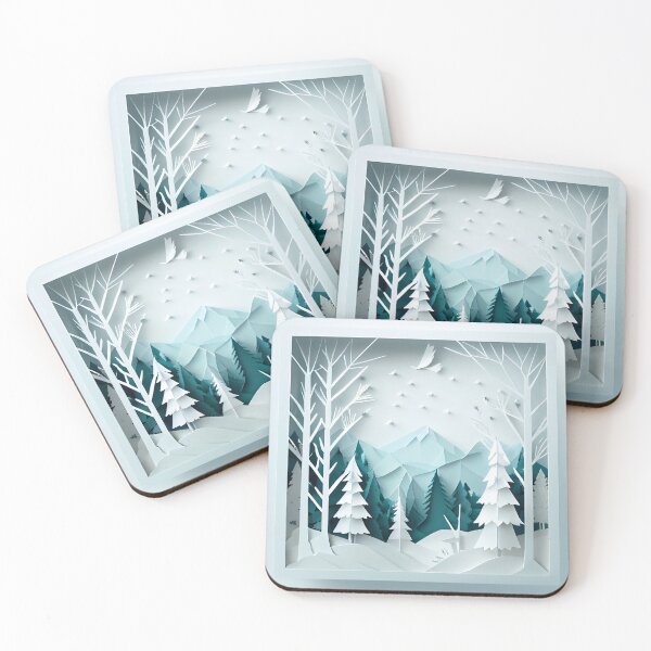 Item preview, beautiful winter landscape, origami designed and sold by ArtificialGenes.