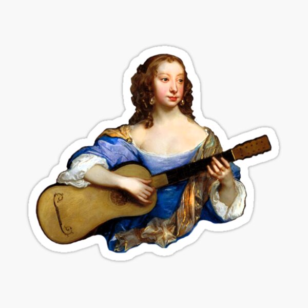 Baroque Woman Playing Guitar - around 1650 Sticker