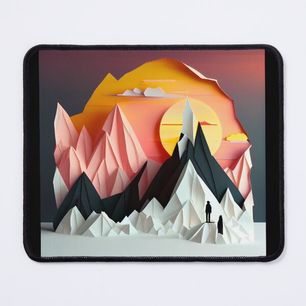 Item preview, beautiful winter landscape with mountains and a sunset, origami designed and sold by ArtificialGenes.