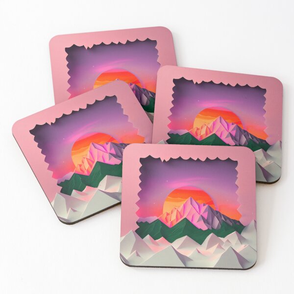 Item preview, beautiful winter landscape with mountains and a sunset, origami designed and sold by ArtificialGenes.