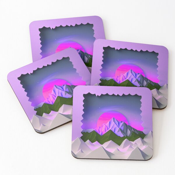 Item preview, beautiful winter landscape with mountains and a sunset, origami designed and sold by ArtificialGenes.