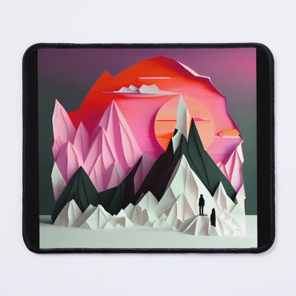 Item preview, beautiful winter landscape with mountains and a sunset, origami designed and sold by ArtificialGenes.