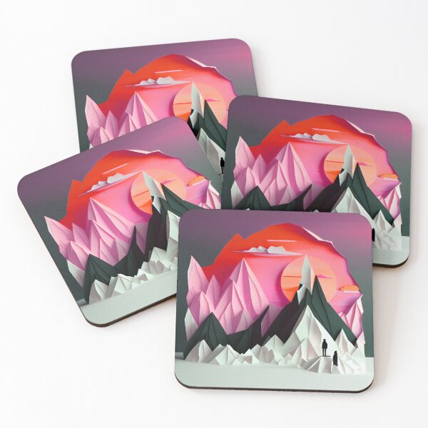 Item preview, beautiful winter landscape with mountains and a sunset, origami designed and sold by ArtificialGenes.