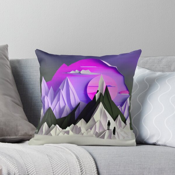 Item preview, beautiful winter landscape with mountains and a sunset, origami designed and sold by ArtificialGenes.