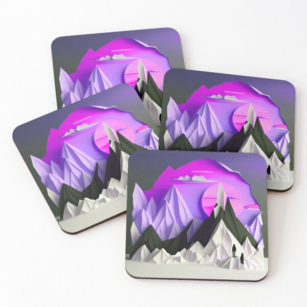 Item preview, beautiful winter landscape with mountains and a sunset, origami designed and sold by ArtificialGenes.
