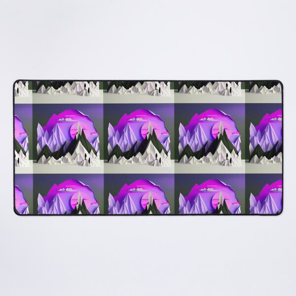 Item preview, beautiful winter landscape with mountains and a sunset, origami designed and sold by ArtificialGenes.