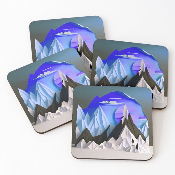 Item preview, beautiful winter landscape with mountains and a sunset, origami designed and sold by ArtificialGenes.