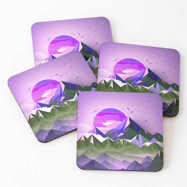 Item preview, beautiful winter landscape with mountains and a sunset, origami designed and sold by ArtificialGenes.