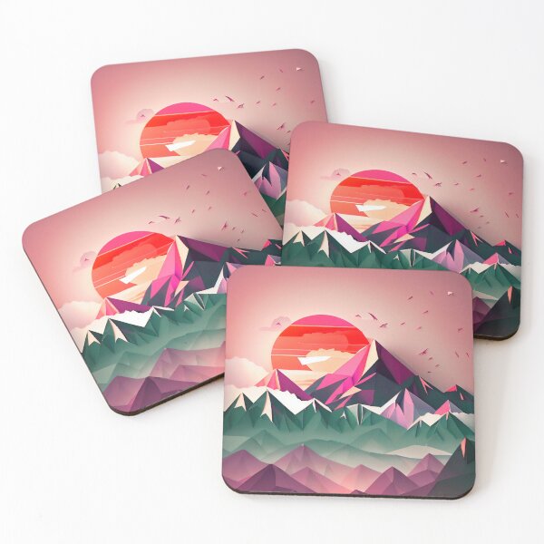 Item preview, beautiful winter landscape with mountains and a sunset, origami designed and sold by ArtificialGenes.