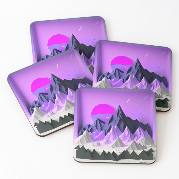 Item preview, beautiful winter landscape with mountains and a sunset, origami designed and sold by ArtificialGenes.