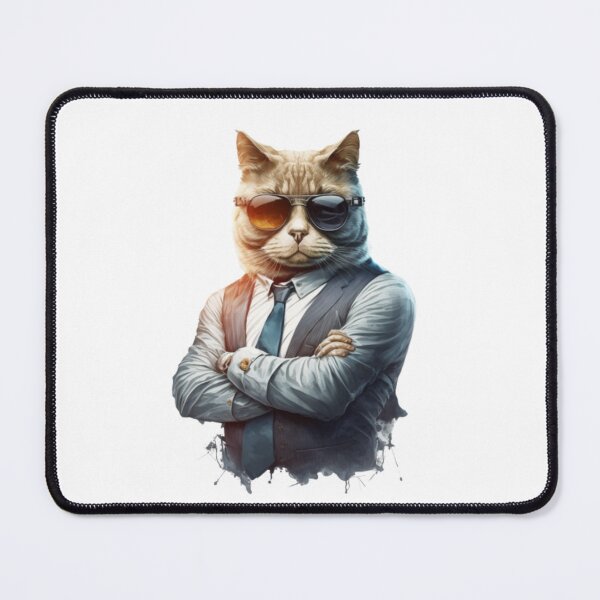 Item preview, Cat İn Smoking Sunglasses Fire, Surrealistic Cat Design, Half Cat Half Human designed and sold by adembulut.