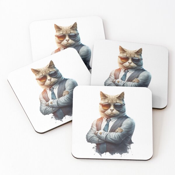 Item preview, Cat İn Smoking Sunglasses Fire, Surrealistic Cat Design, Half Cat Half Human designed and sold by adembulut.