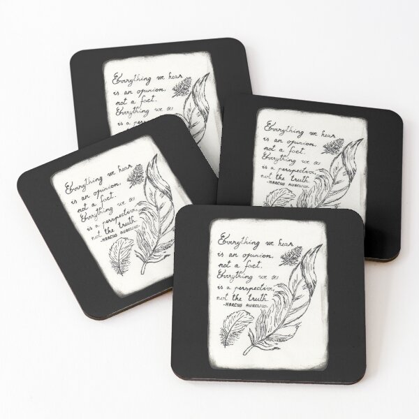 Item preview, Quote Card #7 - Everything we hear is an opinion, not a fact. Everything we see is a perspective, not the truth. - Marcus Aurelius Quote With Feather Illustration designed and sold by WordsOf--Wisdom.