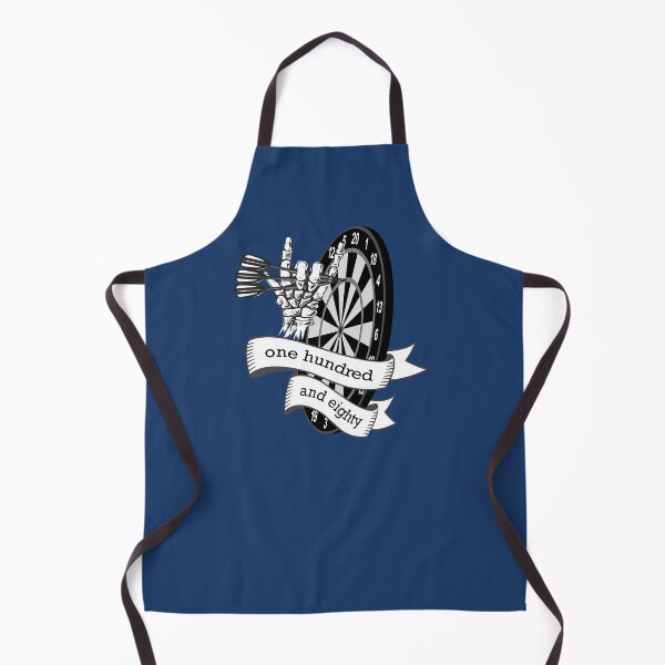 Item preview, Dart, dart board with banner saying one hundred and eighty, skeleton hand puts 3 darts in triple 20, for dart players dart fans designed and sold by ChrUzDesigner.