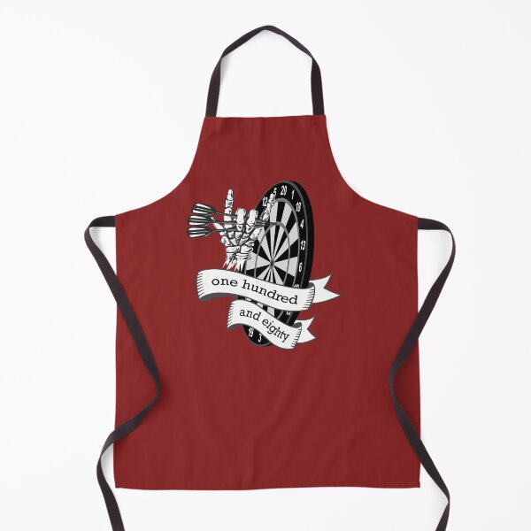 Item preview, Dart, dart board with banner saying one hundred and eighty, skeleton hand puts 3 darts in triple 20, for dart players dart fans designed and sold by ChrUzDesigner.