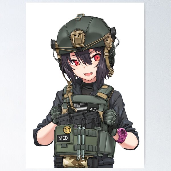 Anime Girl Wearing Army Uniform Vector T Graphic by jellybox999 · Creative  Fabrica