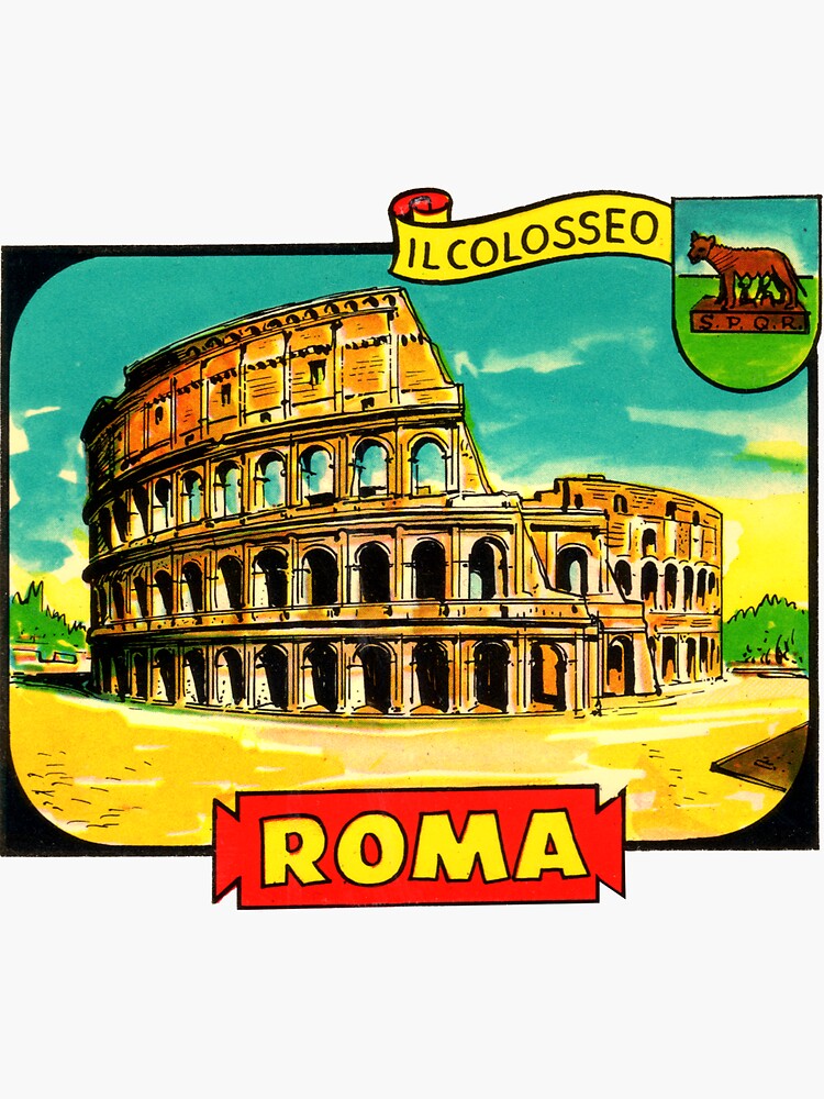 The Colosseum Rome Italy Vintage Travel Decal  Sticker for Sale by hilda74