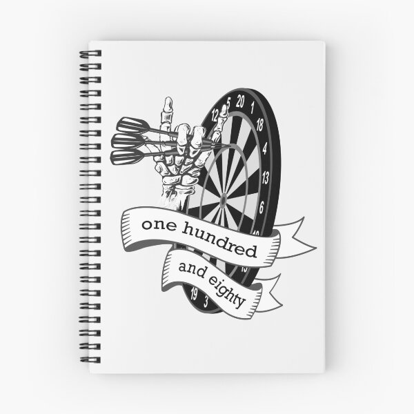 Item preview, Dart, dart board with banner saying one hundred and eighty, skeleton hand puts 3 darts in triple 20, for dart players dart fans designed and sold by ChrUzDesigner.