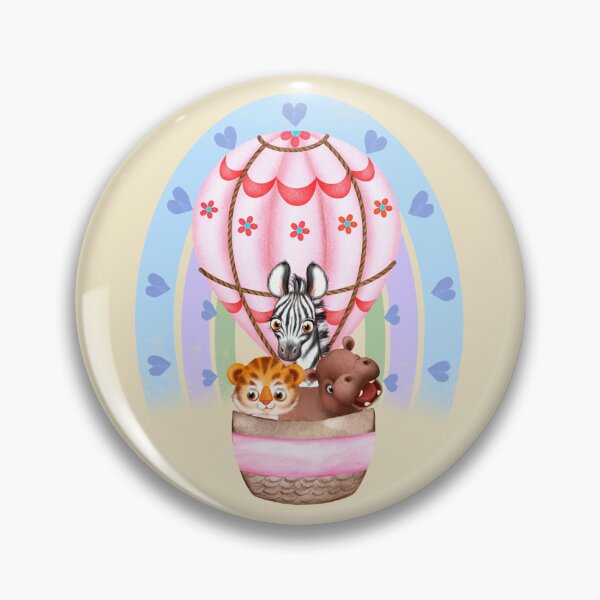 Item preview, Watercolor Safari Animals Zebra, Tiger, Hippo Hot Air Balloon designed and sold by ChicoryJunction.