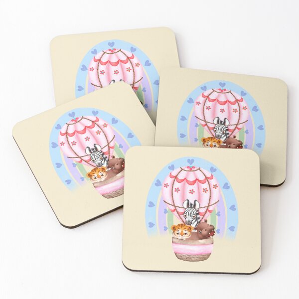 Item preview, Watercolor Safari Animals Zebra, Tiger, Hippo Hot Air Balloon designed and sold by ChicoryJunction.