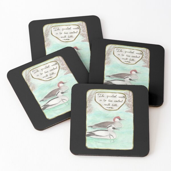Item preview, Quote Card #9 - The greatest wealth is to live content with little. - Plato Quote With Smew Bird Illustration designed and sold by WordsOf--Wisdom.