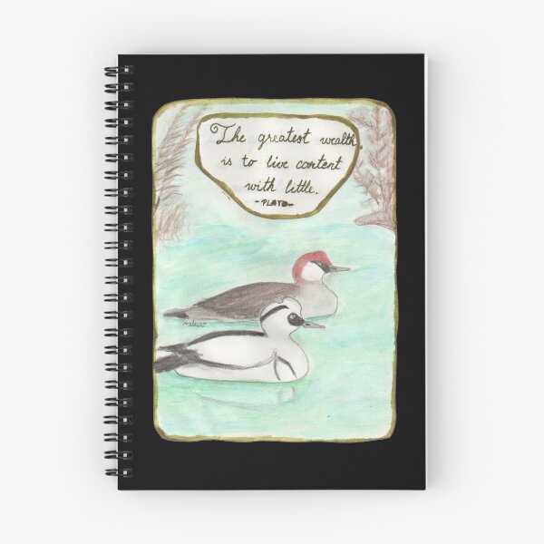 Item preview, Quote Card #9 - The greatest wealth is to live content with little. - Plato Quote With Smew Bird Illustration designed and sold by WordsOf--Wisdom.