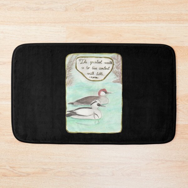 Item preview, Quote Card #9 - The greatest wealth is to live content with little. - Plato Quote With Smew Bird Illustration designed and sold by WordsOf--Wisdom.
