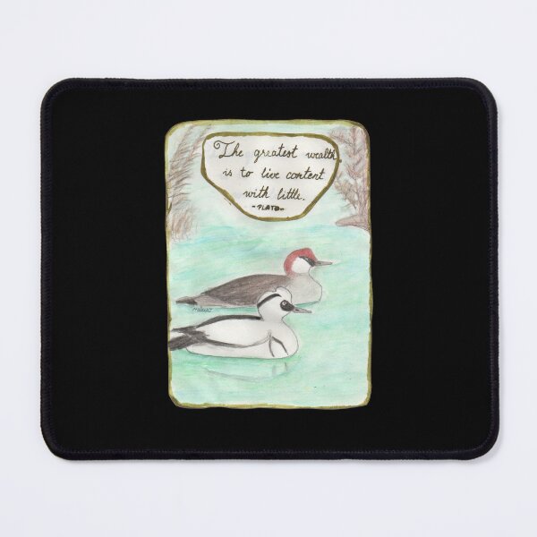 Item preview, Quote Card #9 - The greatest wealth is to live content with little. - Plato Quote With Smew Bird Illustration designed and sold by WordsOf--Wisdom.