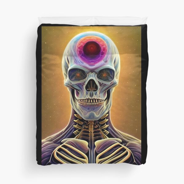 Groovy Cosmic Skeleton Vibes 21 Duvet Cover