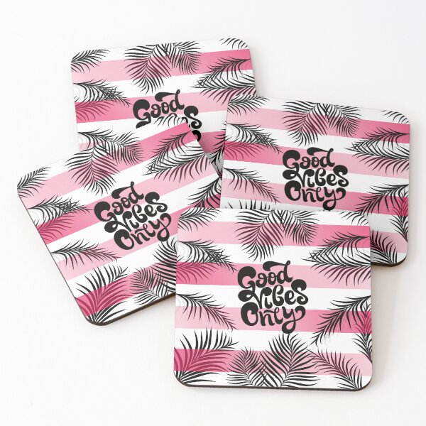 Item preview, Pink and Black Good Vibes Only Quote with Palm Leaves designed and sold by Mary Maple.