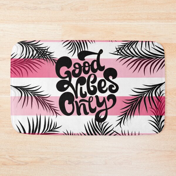 Item preview, Pink and Black Good Vibes Only Quote with Palm Leaves designed and sold by Mary Maple.