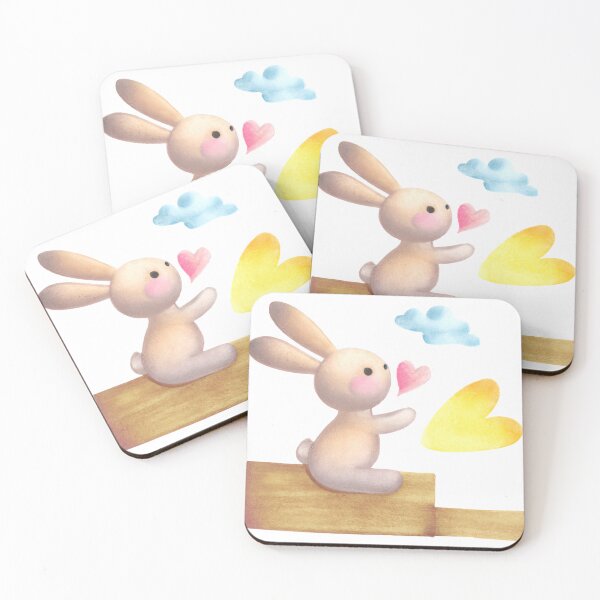 Item preview, Adorable bunny sending hearts as kisses designed and sold by WaveDance.