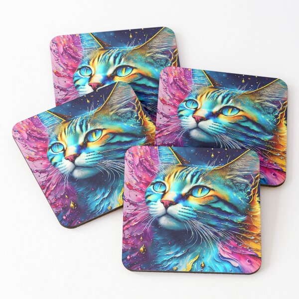 Item preview, Artistic colourful digital painting of a cat designed and sold by Graphics By Craig.