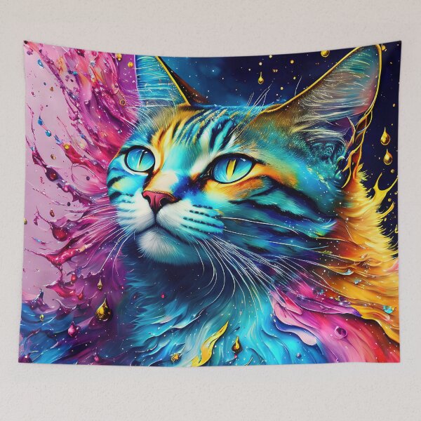 Item preview, Artistic colourful digital painting of a cat designed and sold by Graphics By Craig.