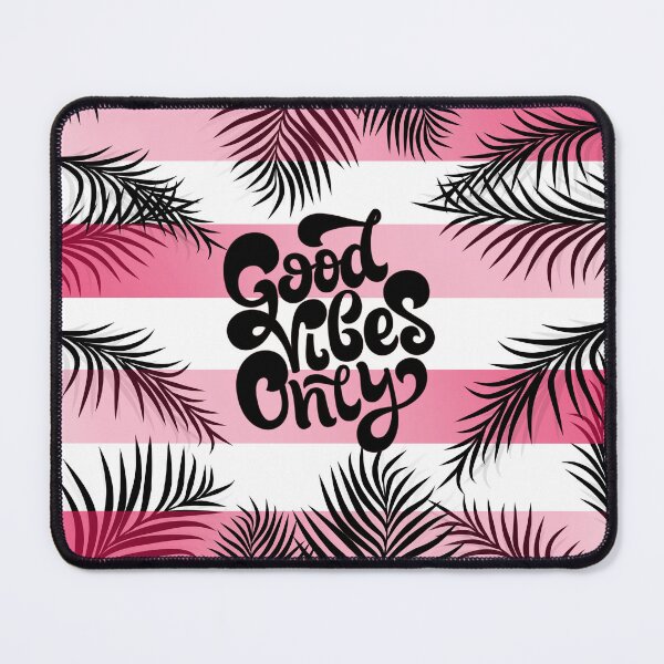 Item preview, Pink and Black Good Vibes Only Quote with Palm Leaves designed and sold by Mary Maple.