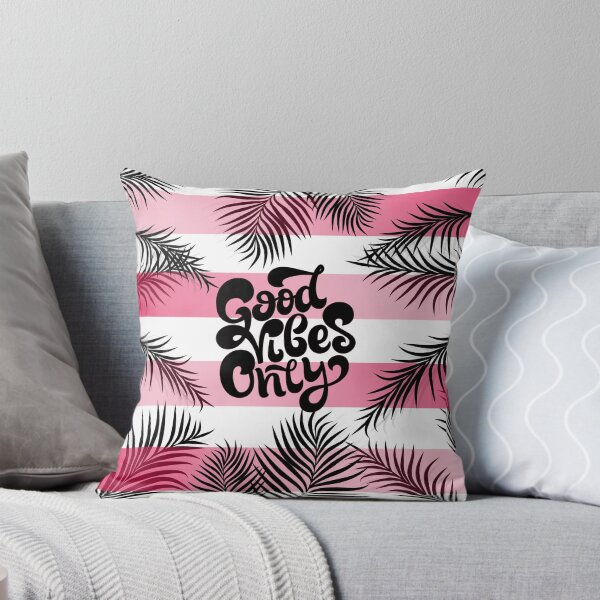Item preview, Pink and Black Good Vibes Only Quote with Palm Leaves designed and sold by Mary Maple.