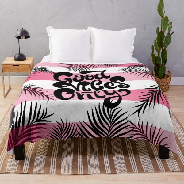 Item preview, Pink and Black Good Vibes Only Quote with Palm Leaves designed and sold by Mary Maple.