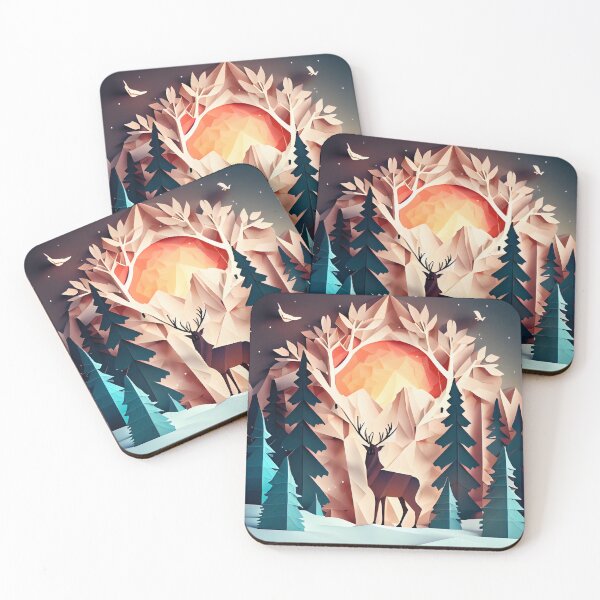 Item preview, beautiful winter landscape, origami designed and sold by ArtificialGenes.