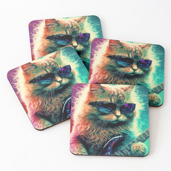 Item preview, Ready to Rock Cool Cat multicolored background designed and sold by RileyKyler.