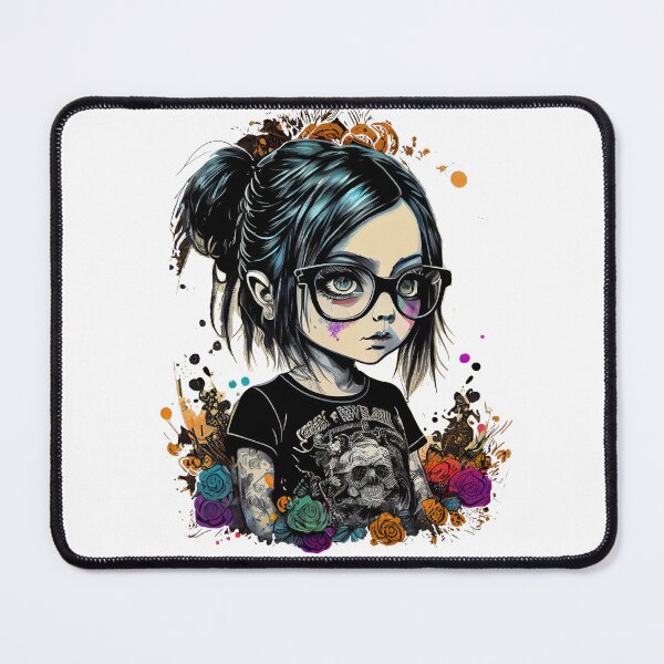 Item preview, Cartoon little girl with goth style glasses at school designed and sold by MLArtifex.