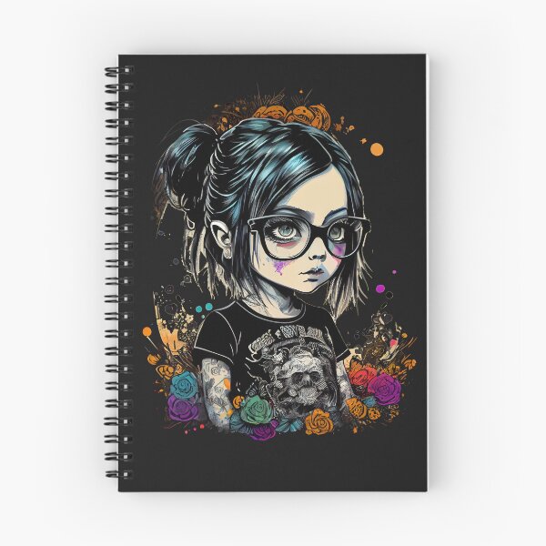 Item preview, Cartoon little girl with goth style glasses at school designed and sold by MLArtifex.