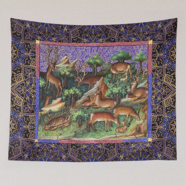 Item preview,  BOOK OF HUNTING ,REINDEERS IN WOODLAND GREENERY Medieval Miniature designed and sold by BulganLumini.