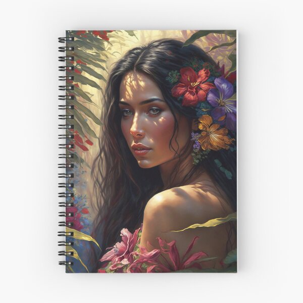 Item preview, Beautiful Woman - Stunningly Beautiful Woman Dressed in Flowers in the Jungle - Original Artwork designed and sold by CloudofKnowing.