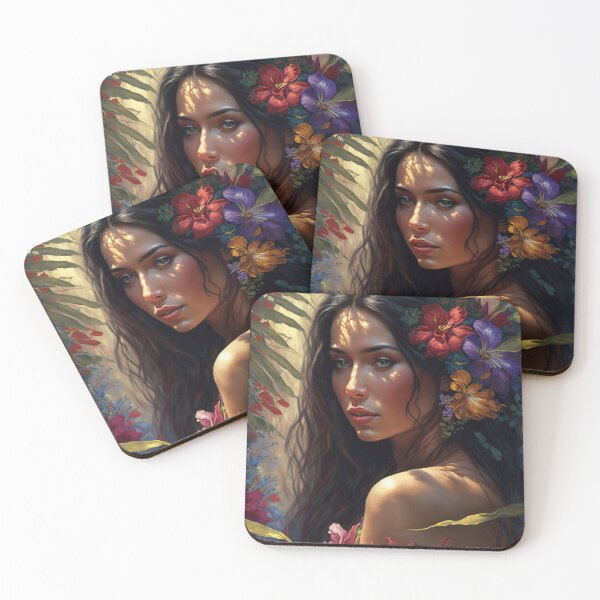 Item preview, Beautiful Woman - Stunningly Beautiful Woman Dressed in Flowers in the Jungle - Original Artwork designed and sold by CloudofKnowing.