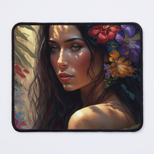 Item preview, Beautiful Woman - Stunningly Beautiful Woman Dressed in Flowers in the Jungle - Original Artwork designed and sold by CloudofKnowing.